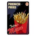 French Fries Tin SignBox Fast Food Fresh Restaurant Doodle Lunch Potato Crisp Vintage Metal Tin Signs for Cafes Bars Pubs Shop