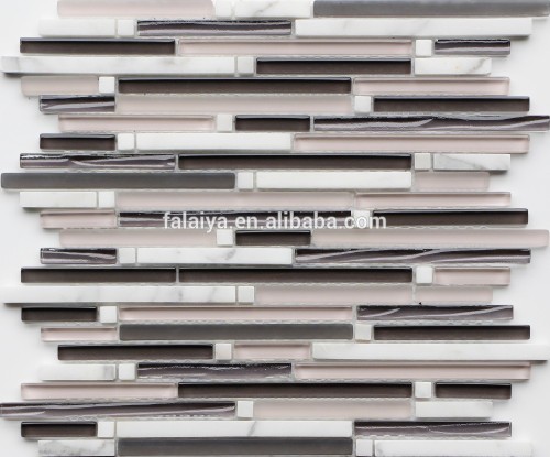 2015 Popular Design Textured Glass Mosaic Mix with Stone YPX007