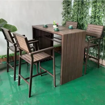 Outdoor Furniture Set: High Chair and Table Bar for Patio and Garden
