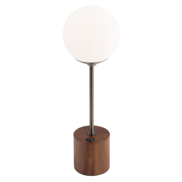 Residence Inn by Marriott Guestroom King/Queen Room Bedside Lamp - Walnut Wood with Frosted Glass Shade