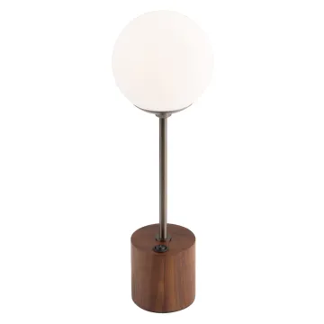 Residence Inn by Marriott Guestroom King/Queen Room Bedside Lamp - Walnut Wood with Frosted Glass Shade