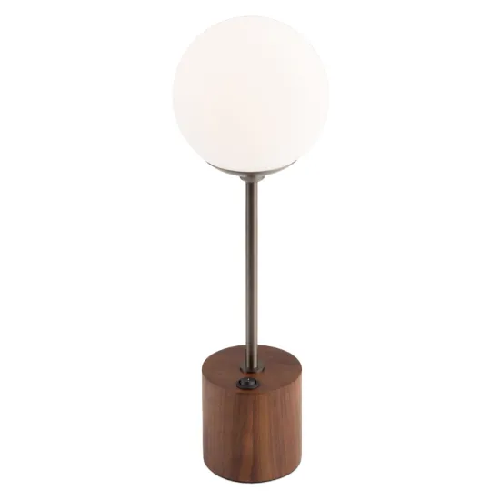 Residence Inn by Marriott Guestroom King/Queen Room Bedside Lamp - Walnut Wood with Frosted Glass Shade