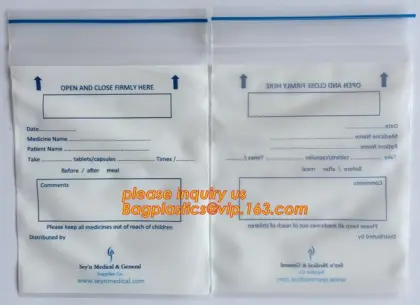 plastic medicine zipper bag zip lock pills bag for hospital,biohazard zip lock pills bag for hospital, medicine pill envelopes
