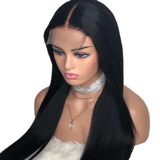 Factory Supplier 5X5 HD Lace Closure Human Hair Wigs For Black Women  Peruvian Glueless Natural Straight Human Hair Wig In Stock