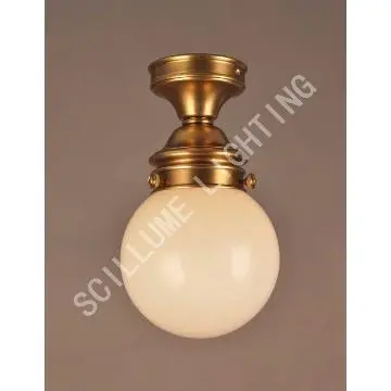 202951 brass Schoolhouse semi flushmount