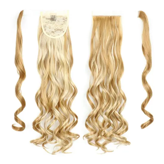 Wholesale Natural Color 20 Inch Chorliss Messy Curly Wrap Around Blonde Ponytails Afro Kinky Synthetic Ponytail Hair Extensions