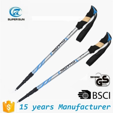 TUV/GS approved 3 sections aluminium hiking stick