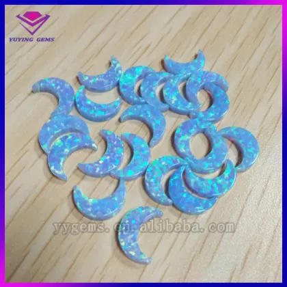 Lab Created Half Moon Beads Blue Synthetic Opal Stone Manufacturers Gemstone