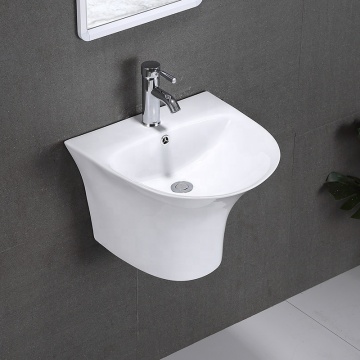Modern Design One Piece Wall Hung Ceramic Round Basin Bathroom Washbasin