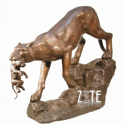 Custom bronze tiger down the mountain sculpture