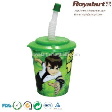 Clear plastic straw cup with lid for customize