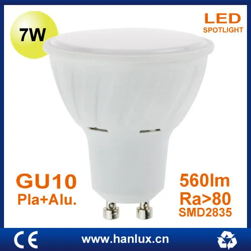 GU10 7W 560lm Plastic Aluminium LED bulb