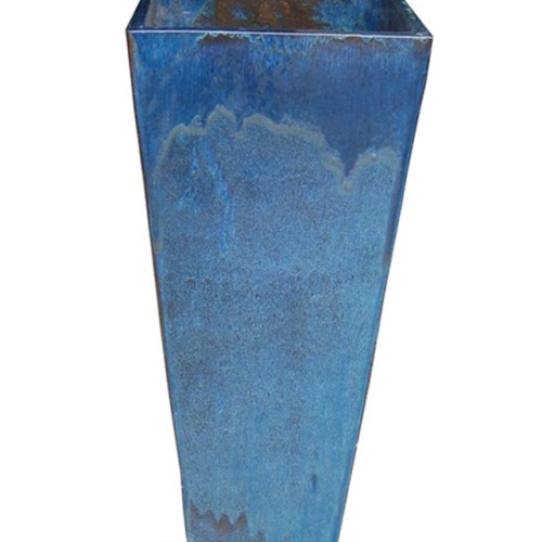 Venta al por mayor Blue Square Glazed Terracotta Pots para plantas