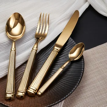 Exquisite Roman Column Handle Design 18/10 Stainless Steel Mirror Finished Dining Cutlery Set