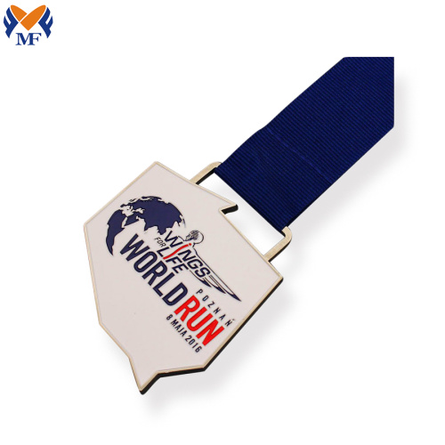 Dark blue ribbon enamel silver medal