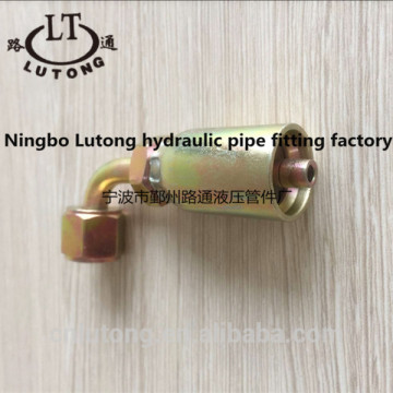 SAE J 514 two piece swaged hydraulic zinc plate pipe fittings 90 angle JIC female 74 degree cone seat
