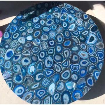 blue agate side table-- semiprecious stone