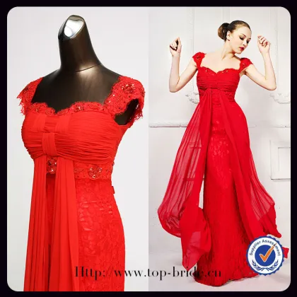 L896 Real Sexy Lace Red Straps Dress Evening