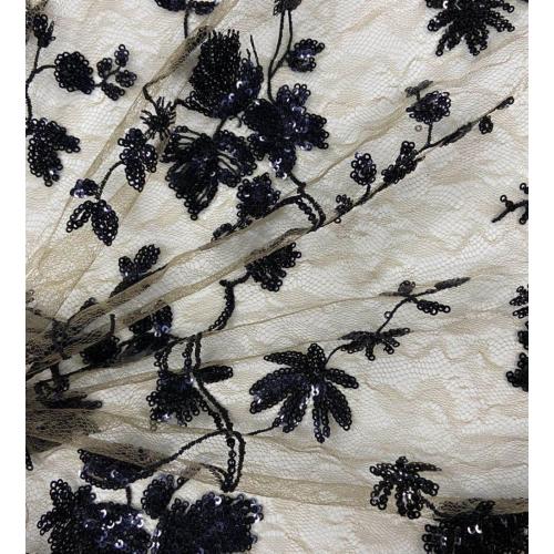 Dream Flowers / Tendrils Sequin Embroidery Fabric