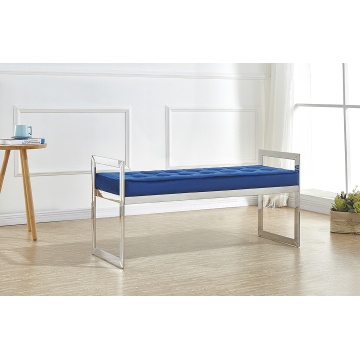 Bench de tecido moderno com pernas de aço inoxidável prateado