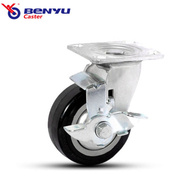 8in PU Heavy Duty Side Brake Caster Räder
