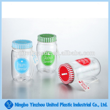food grade 16oz plastic mason jar with coin bank tin lid