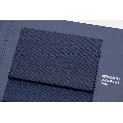 Midnight Blue Plain Machine Washable Wool Fabric