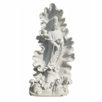 Large White Marble Stone Temple Quan Yin Buddha Statue