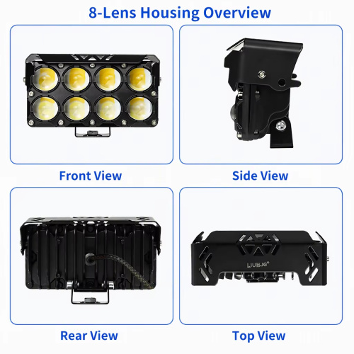 LiuHJG Led Spotlight 8 Lens Waterproof IP67 Led Fog Light 12-80V White and Yellow with Flash Led Auxiliary Lights