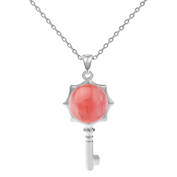 Cabinage rond à quartz cerise en alliage argenté