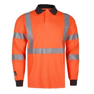 Hi Vis Moisture Wicking Long Sleeve Polo Shirts