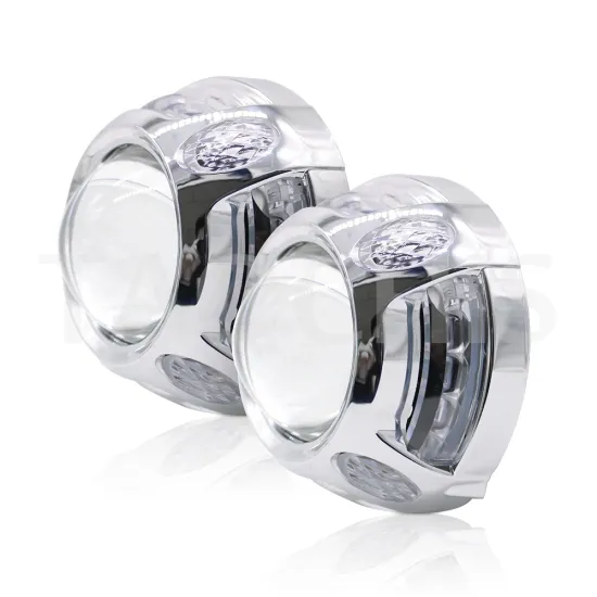 TAOCHIS 3.0 Inches LED Projector Lens Shroud Car Headlights - Chrome Angel Eyes with Multiple Color Options