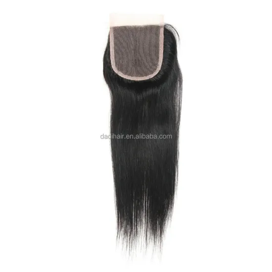 Factory Price Hot Sale brazilian silk straight hair virgin human hair weaving with lace closure STW 4*4