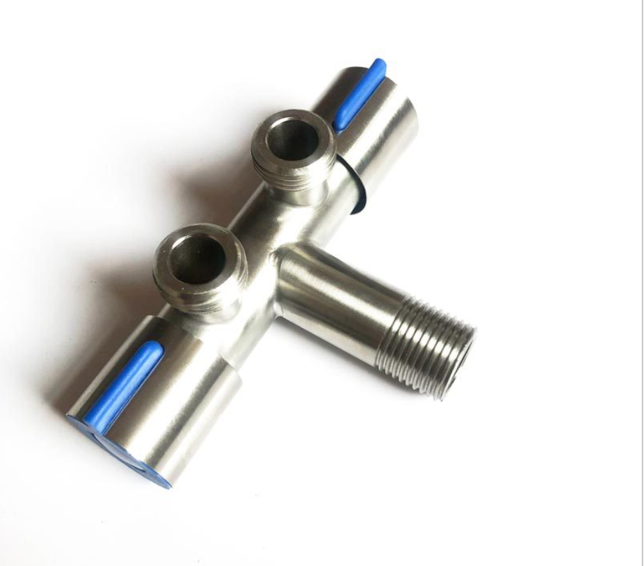 SS304シングルインレットダブルアウトレットダブルコントロールビデバルブバスルームアクセサリートイレスリーウェイアングルバルブ