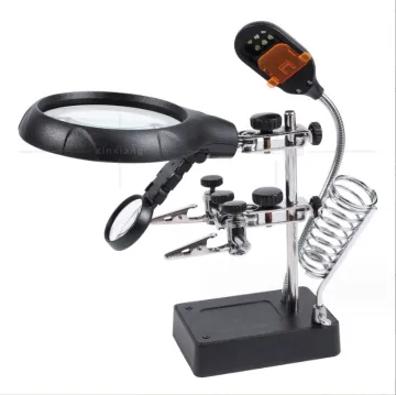 Magnifying Glass LED Light Soldering Desktop Magnifier with Clip (3X, 5X, 8X)