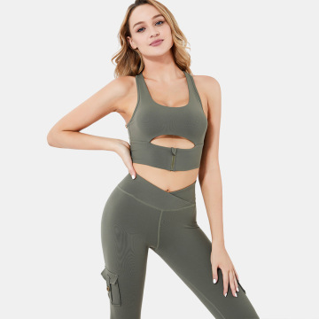 Workout Fitness nahtloses Yoga-Set mit Reißverschluss