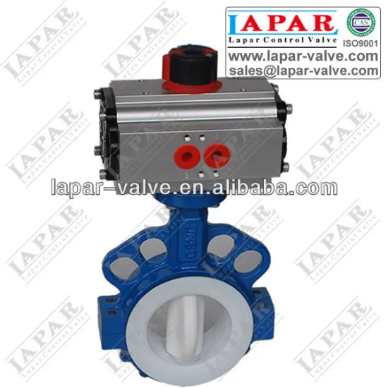 LPB14 Series PTFE Seated Butterfly Valves Pneumatic Actuator