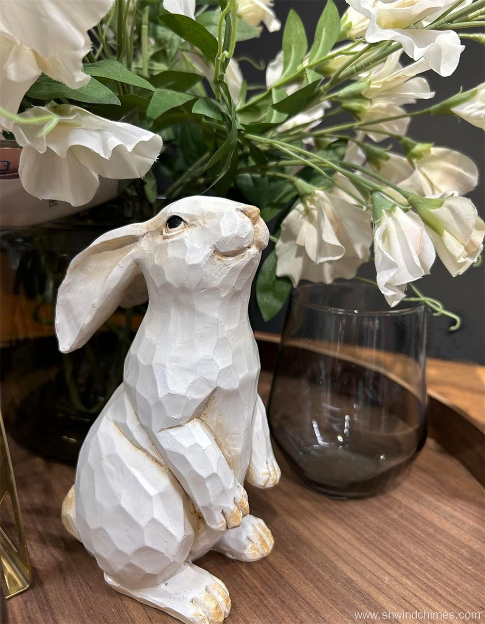 Modern Decorative Farmhouse Standing Rabbit Bunny Figurine