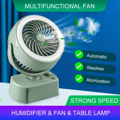 Car Electric Fan with Misting Humidification and Automatic Oscillating Head, Mute Operation and Lights