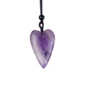 Amethyst 25x40mm Love Heart Pendant Necklace Adjustable Rope Chain