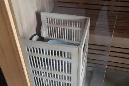 V Health Indoor Outdoor Wooden Steam Sauna with Hawiya Sauna Stove