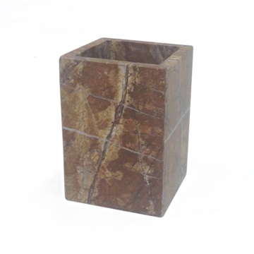 stable brown square shape marble toothbrush tumbler