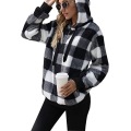 Long Sleeve Hooded Plaid Casual Sweatshirt