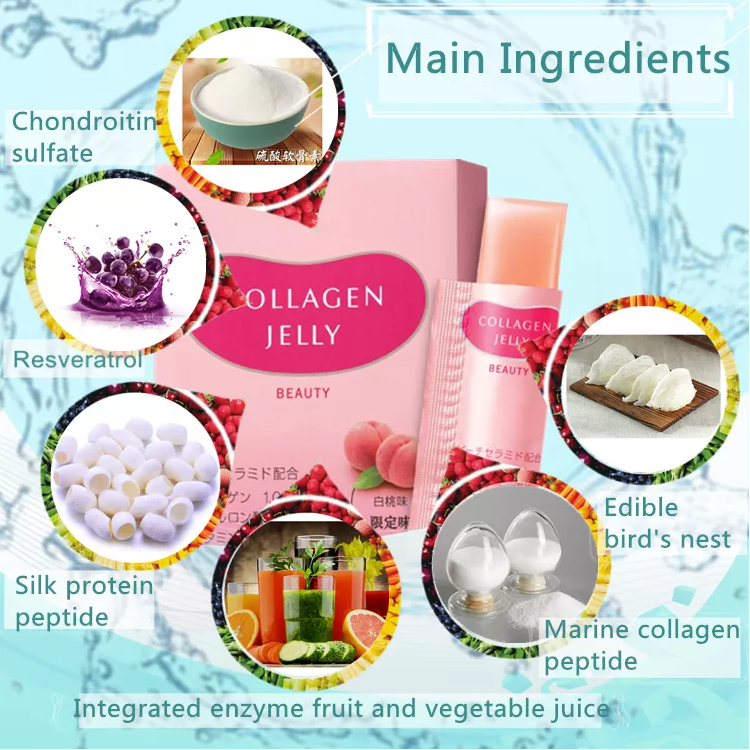 OEM/ODM Natural flavor Sugar Free Collagen Peptide Jelly Skin Whitening Collagen Jelly Vegan Jelly Stick