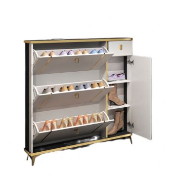 Multilayer Vertical Wooden Shoe Rack Cabinet for Luxury Living Rooms