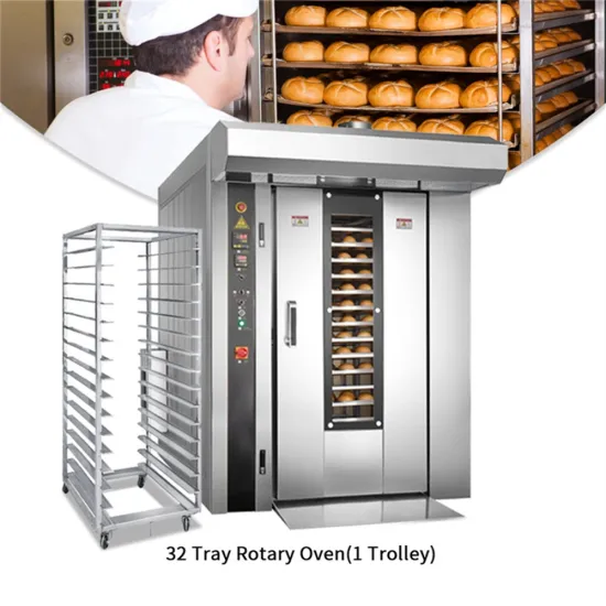 64 32 Tray Rotary Oven Price Gas Electric Big Rotating Bakery Rotary Rack Oven for Sale Baking Loaf Bread Bakery Industrial Oven Rotary