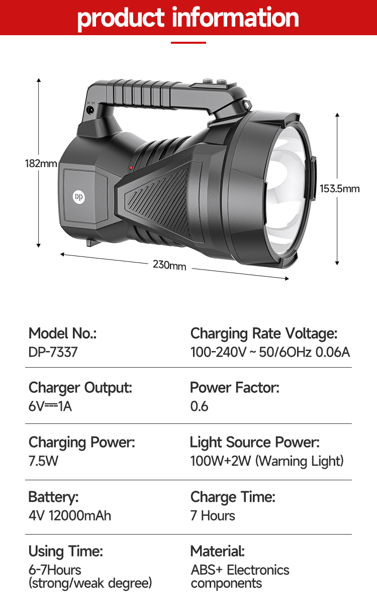 Handheld Rechargeable Powerful Led Searchlights Miner'S Lamp-detail-8