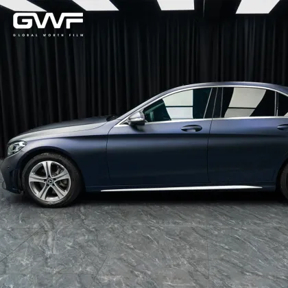 Matte Black Phantom Blue ppf color wrap