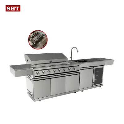 304 Stainless Steel Island Outdoor Kithcen BBQ Island Gas Grill with Storage Cabinet