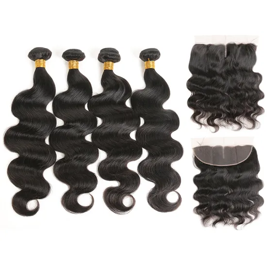 RUIMEI New 50% Discount Wholesale 3 Bundles & Closure Indian 8A Remy Human Hair Weave Raw Virgin Cuticle Aligned Hair Extension